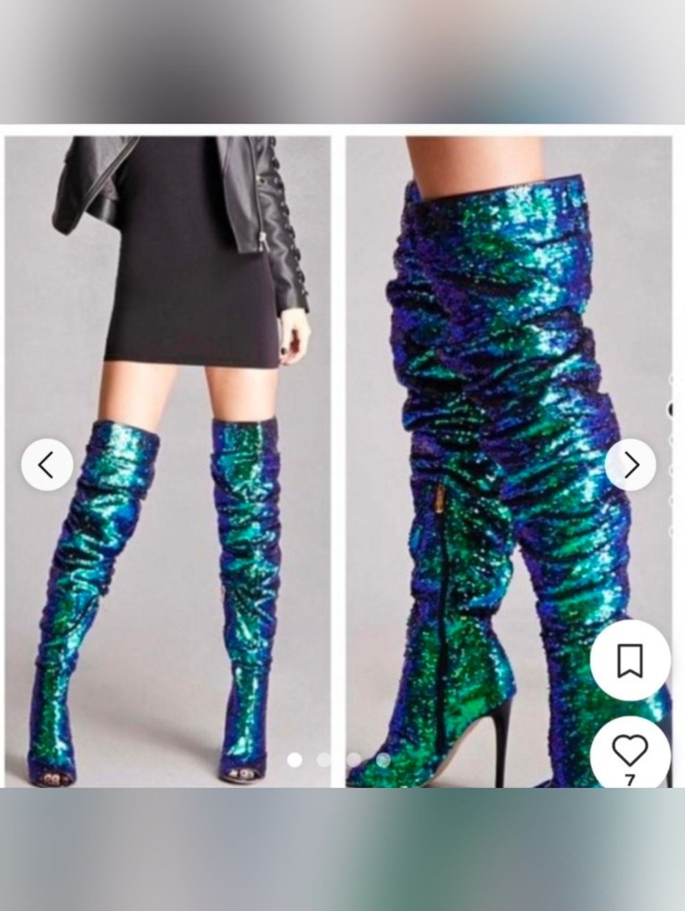 Cape Robbin Thigh High Mermaid Sequin Blue Green Open Toe Fetish Boots Size 7 - Picture 1 of 12